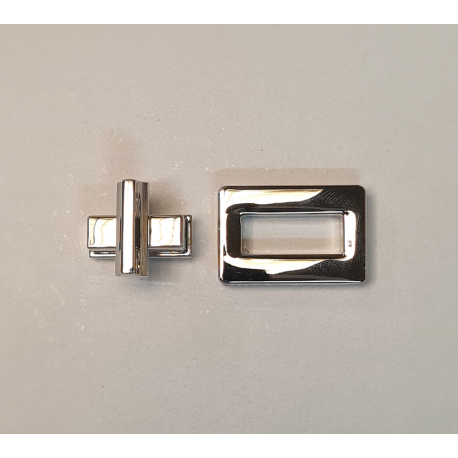 Broche giro rectangular, mediano plata